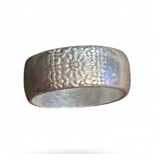 Sterling Silver Stamped 925 Wide Textured Floral Band Ring
